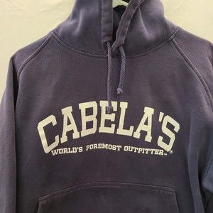 Cabelas Hoodie Sweatshirt w hand pockets Adult Size Large 44"  Navy Blue wear